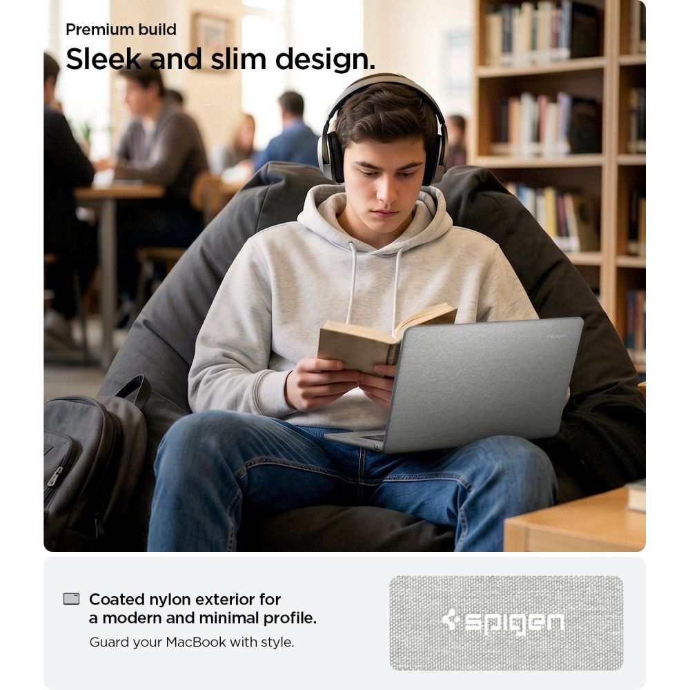 Spigen Urban Fit -suojakotelo MacBook Air 13" -mallille (2023 / 2024 / 2025 2026) – harmaa