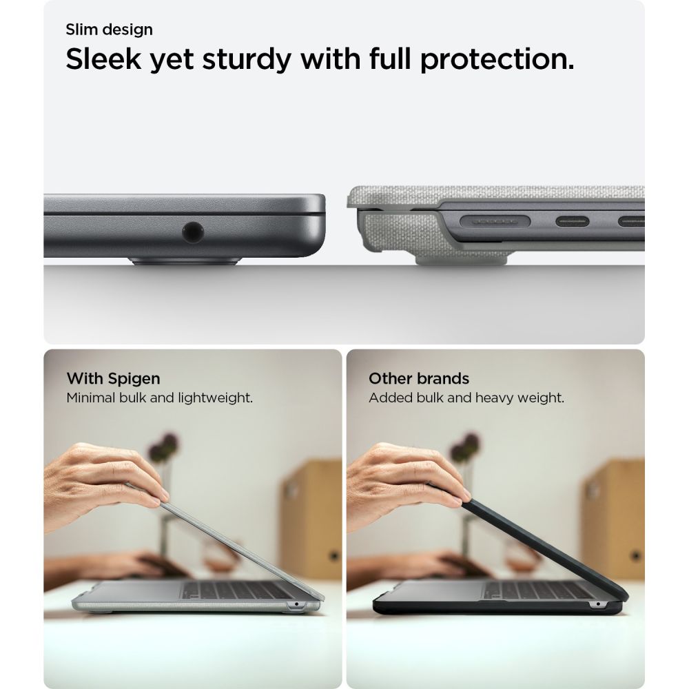 Spigen Urban Fit -suojakotelo MacBook Air 13" -mallille (2023 / 2024 / 2025 2026) – harmaa
