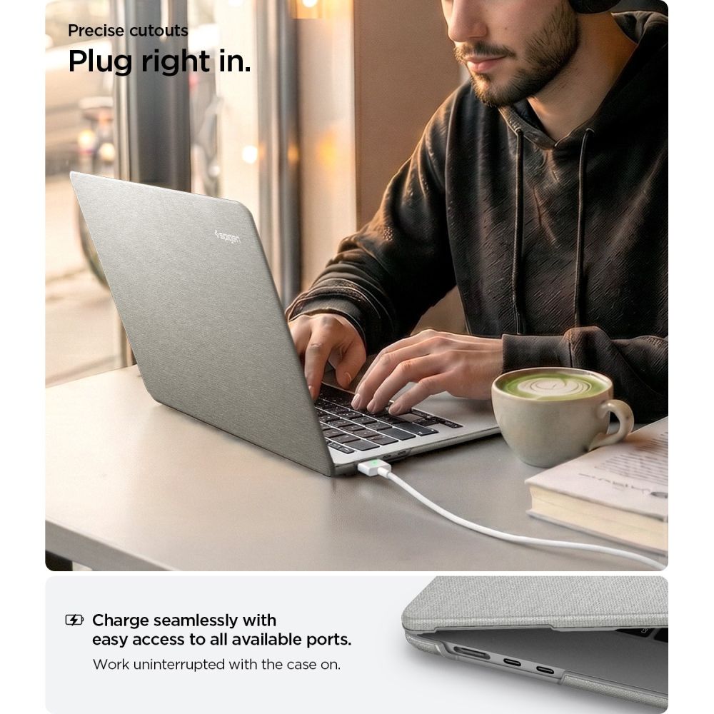 Spigen Urban Fit -suojakotelo MacBook Air 15" -mallille (2023 / 2024 / 2025 / 2026) – harmaa