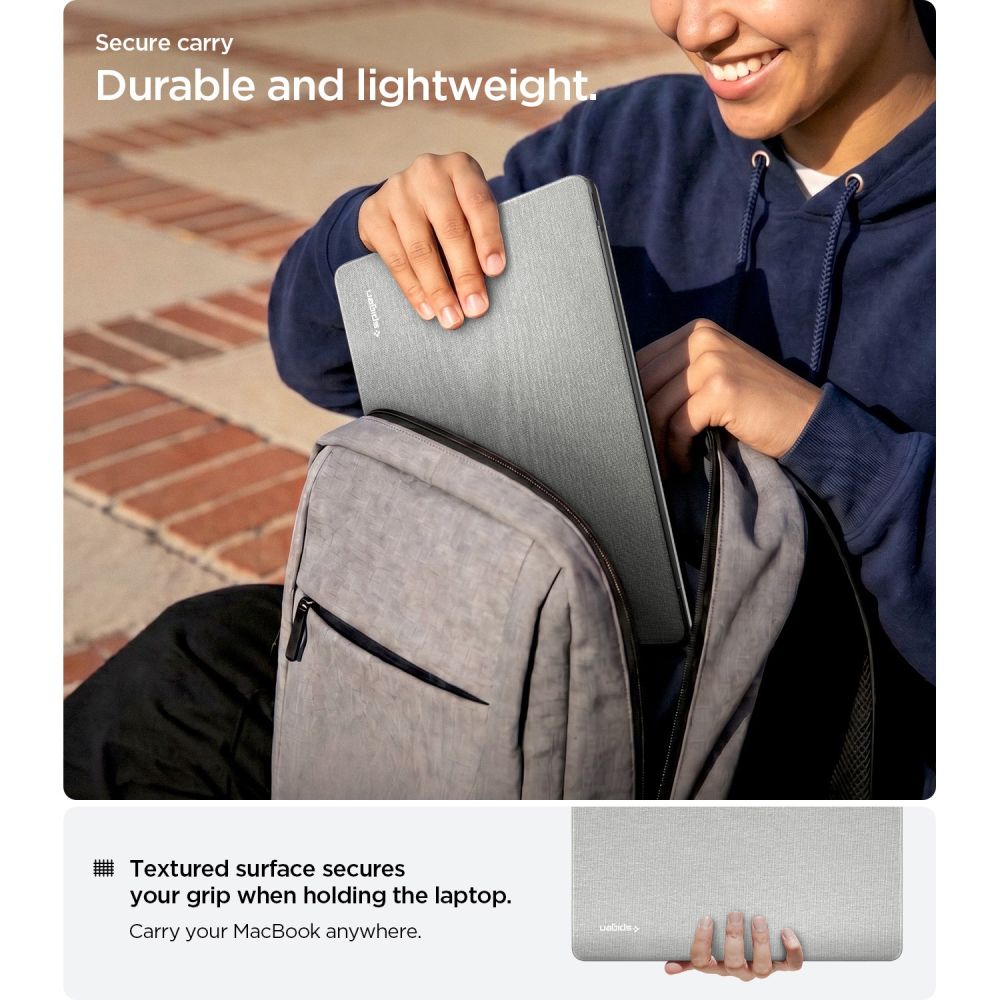 Spigen Urban Fit -suojakotelo MacBook Air 15" -mallille (2023 / 2024 / 2025 / 2026) – harmaa