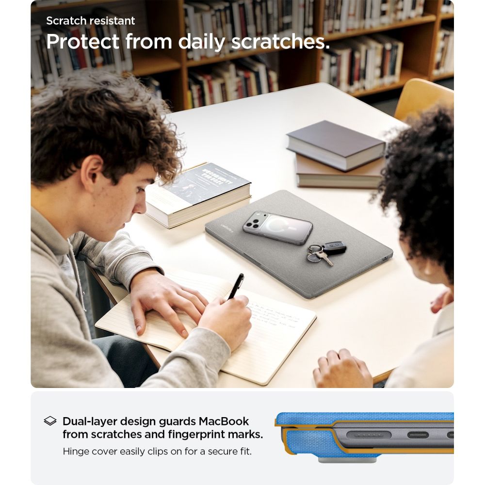 Spigen Urban Fit -suojakotelo MacBook Air 15" -mallille (2023 / 2024 / 2025 / 2026) – harmaa