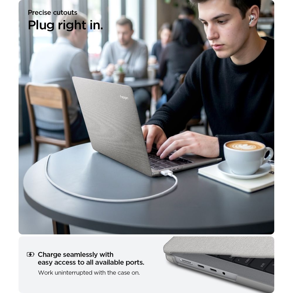 Spigen Urban Fit -suojakotelo MacBook Pro 14" (2021/2023/2024/2025/2026) – harmaa