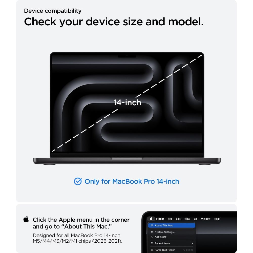 Spigen Urban Fit -suojakotelo MacBook Pro 14" (2021/2023/2024/2025/2026) – harmaa
