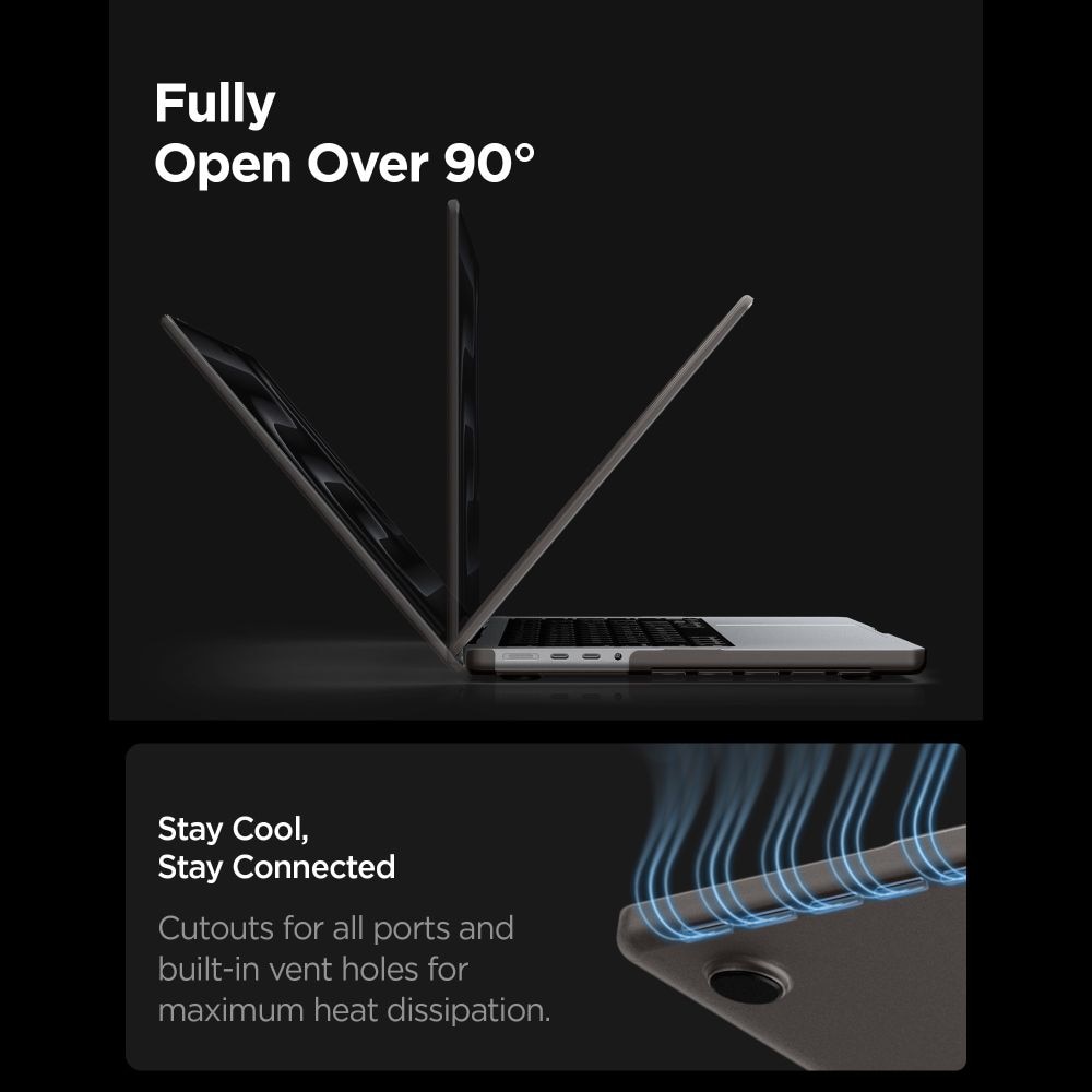 Spigen AirSkin -suojakotelo MacBook Pro 16" (2021/2023/2024/2025/2026) – puoliläpinäkyvä