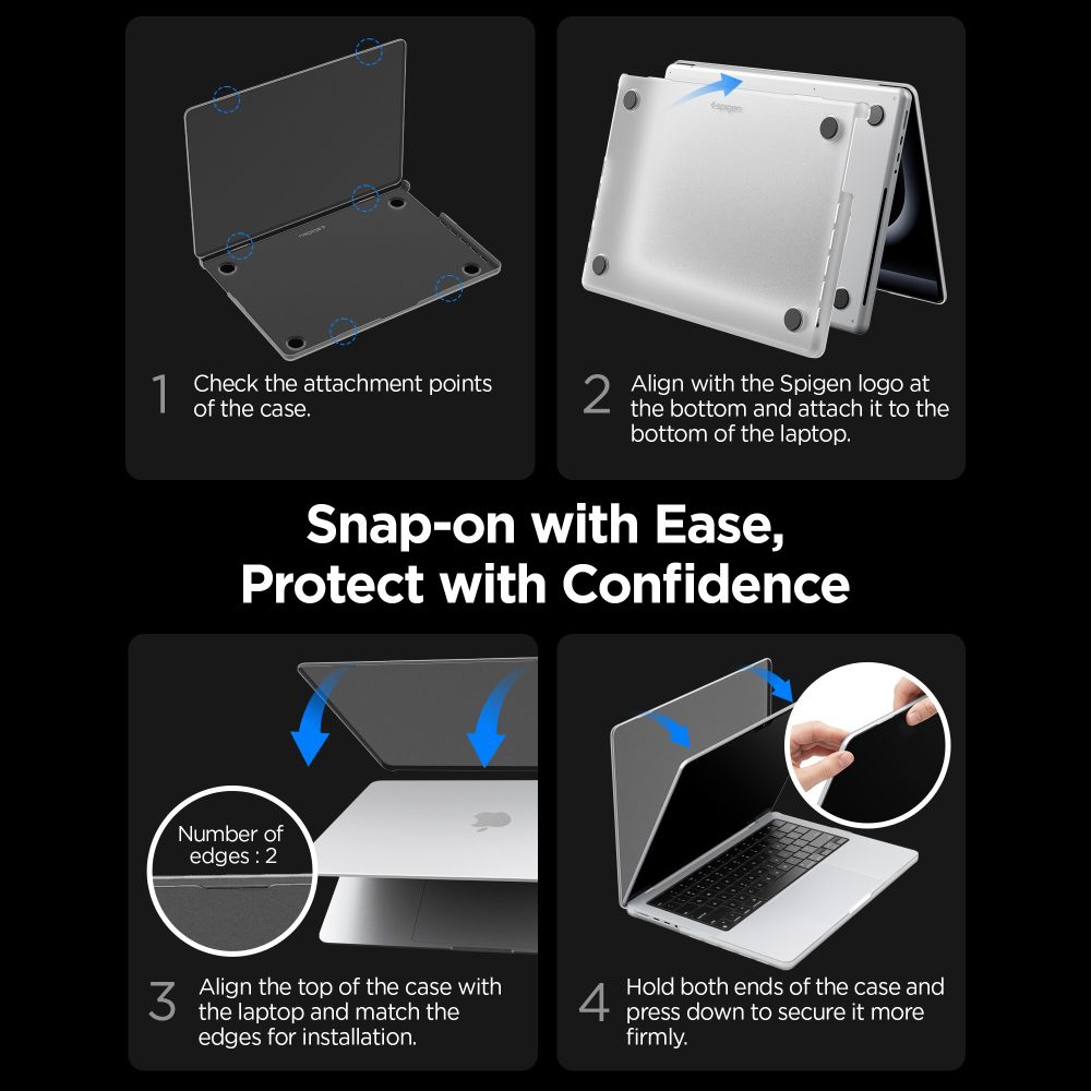 Spigen AirSkin -suojakotelo MacBook Pro 14" (2021/2023/2024/2025/2026) – läpinäkyvä, mattapinta