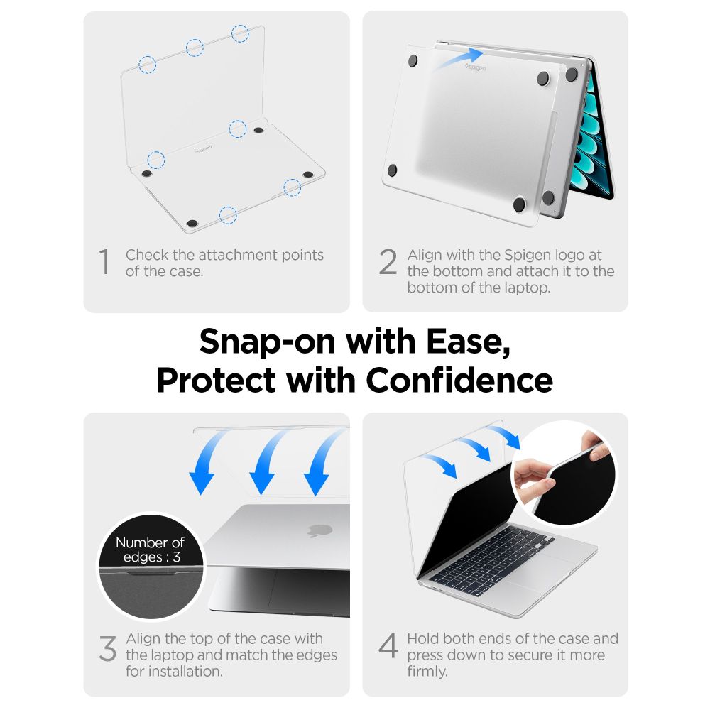 Spigen AirSkin -suojakotelo MacBook Air 13" 2023–2024–2025–2026 - puoliläpinäkyvä