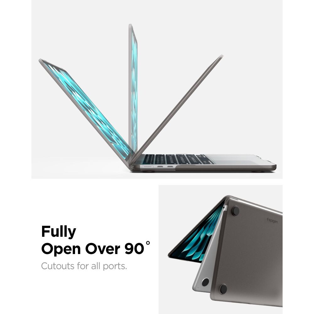 Spigen AirSkin -suojakotelo MacBook Air 13" 2023–2024–2025–2026 - puoliläpinäkyvä
