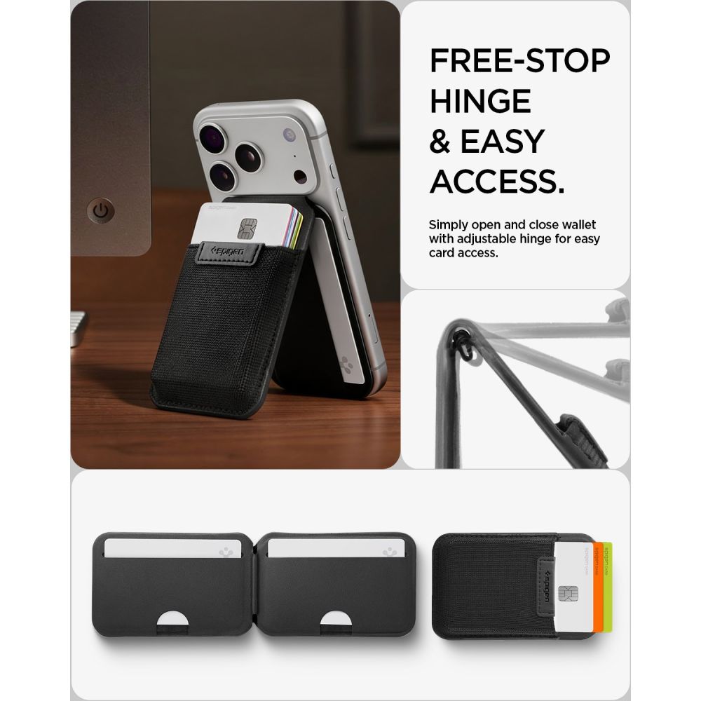 Spigen Slim Fold S314-4 MagSafe -puhelinlompakko – musta