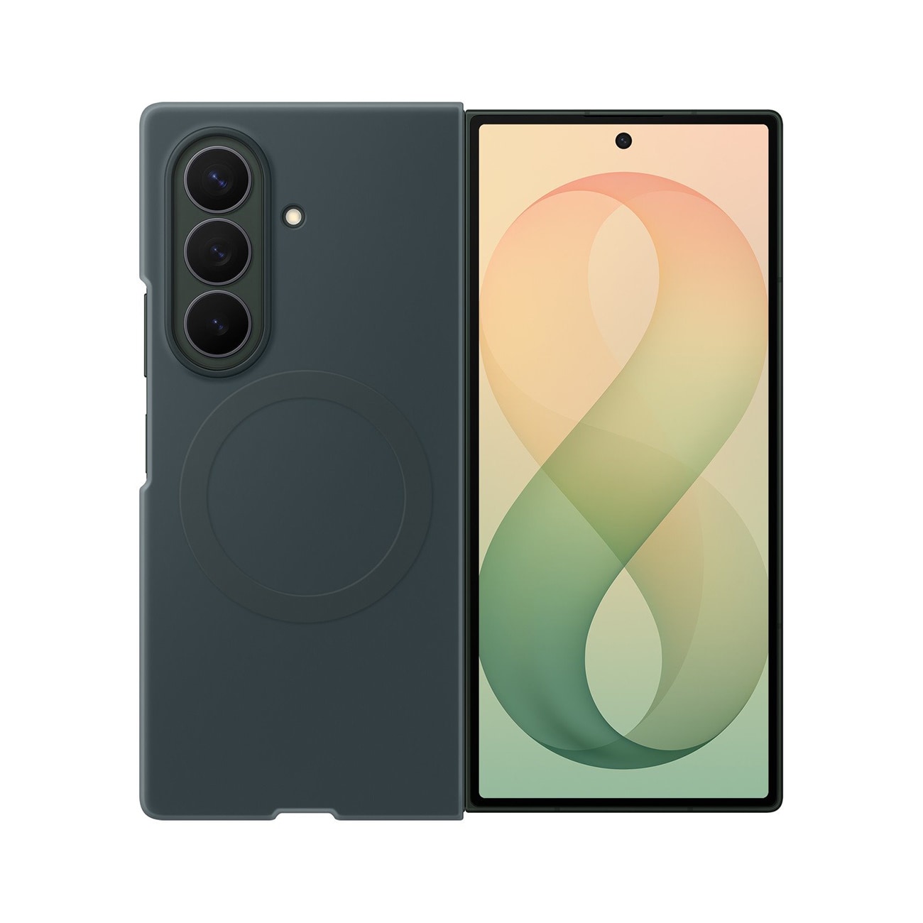 Samsungin silikoninen Magnet-kotelo Galaxy Z Fold 8:lle, MagSafe + 2 heijastamatonta kalvoa, vihreä