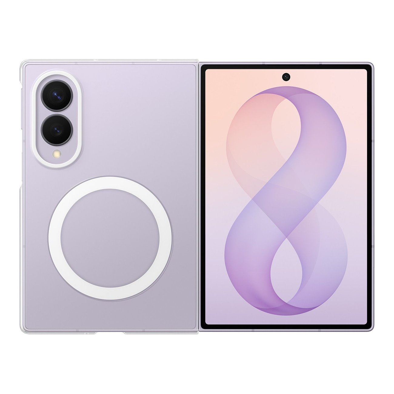 Samsung Clear Magnet -kotelo Galaxy Z Fold 8:lle, 0,8 mm, MagSafe + 2x suojakalvot – läpinäkyvä