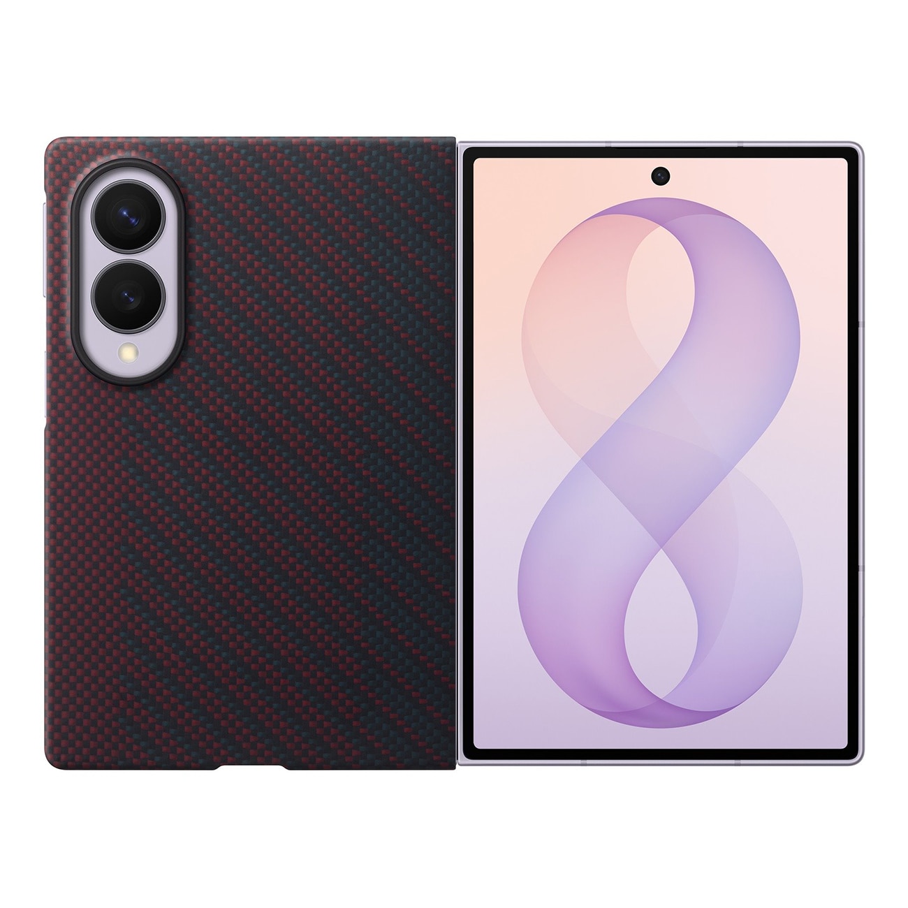 Samsung Carbon Magnet -suojakotelo Galaxy Z Fold 8:lle, MagSafe-yhteensopiva + 2 kalvoa – punainen