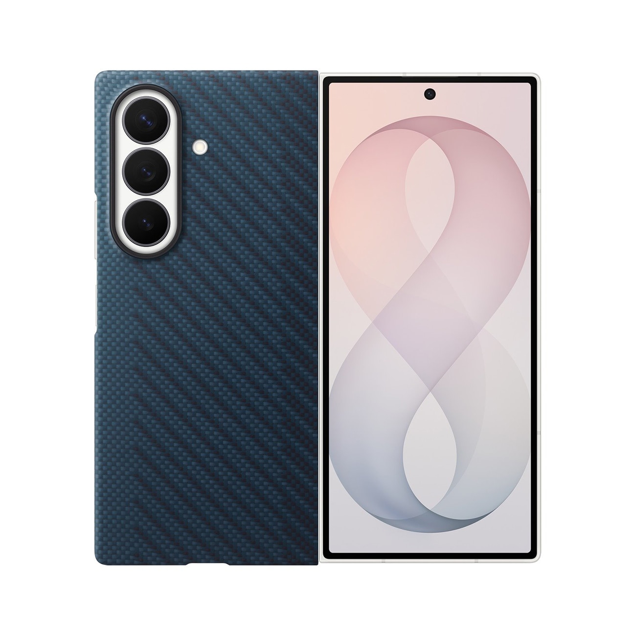 Samsung Carbon Magnet -suojakotelo Galaxy Z Fold 8 Ultra, MagSafe + 2 suojakalvoa, tummansininen