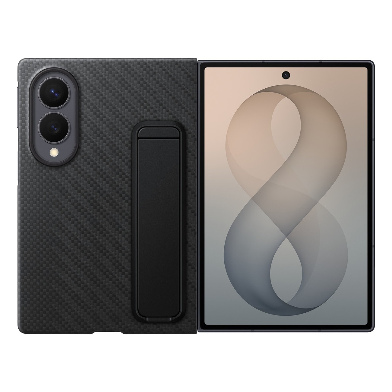Samsung Carbon Standing Case EF-XF971SBE Galaxy Z Fold 8 -kotelo telineellä + 2 suojakalvoa – musta