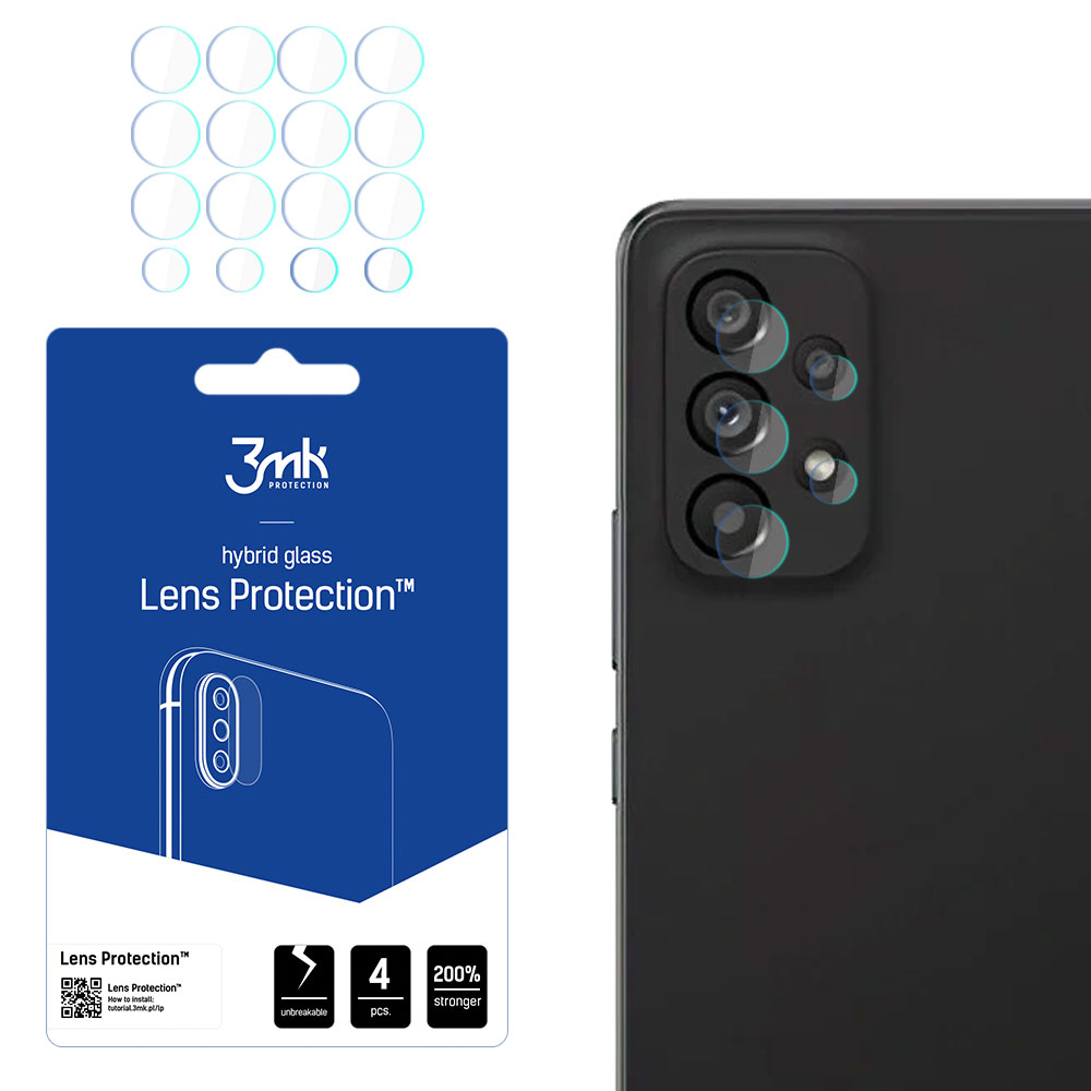 3mk:n kameran objektiivin hybridilasisuojus Samsung Galaxy A53 5G -mallille