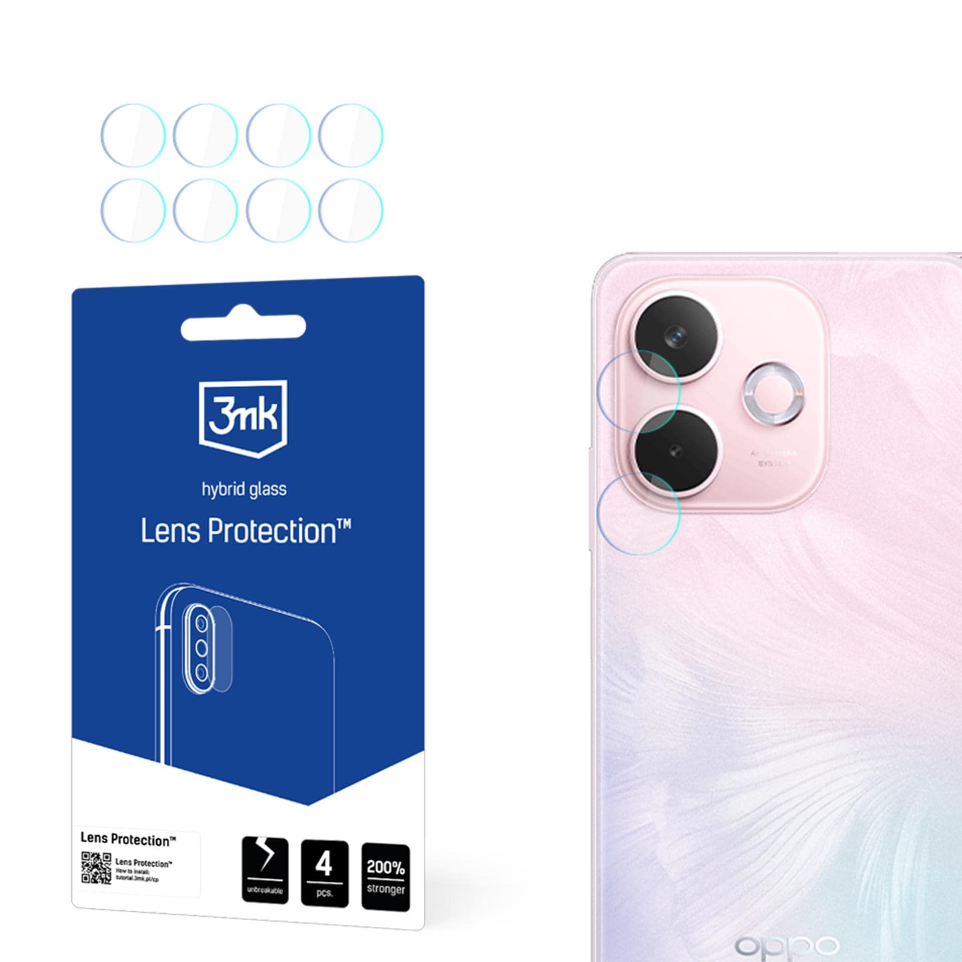 3mk:n hybridilasi kameran objektiivin suojaamiseen Oppo A5 Pro 5G -mallille