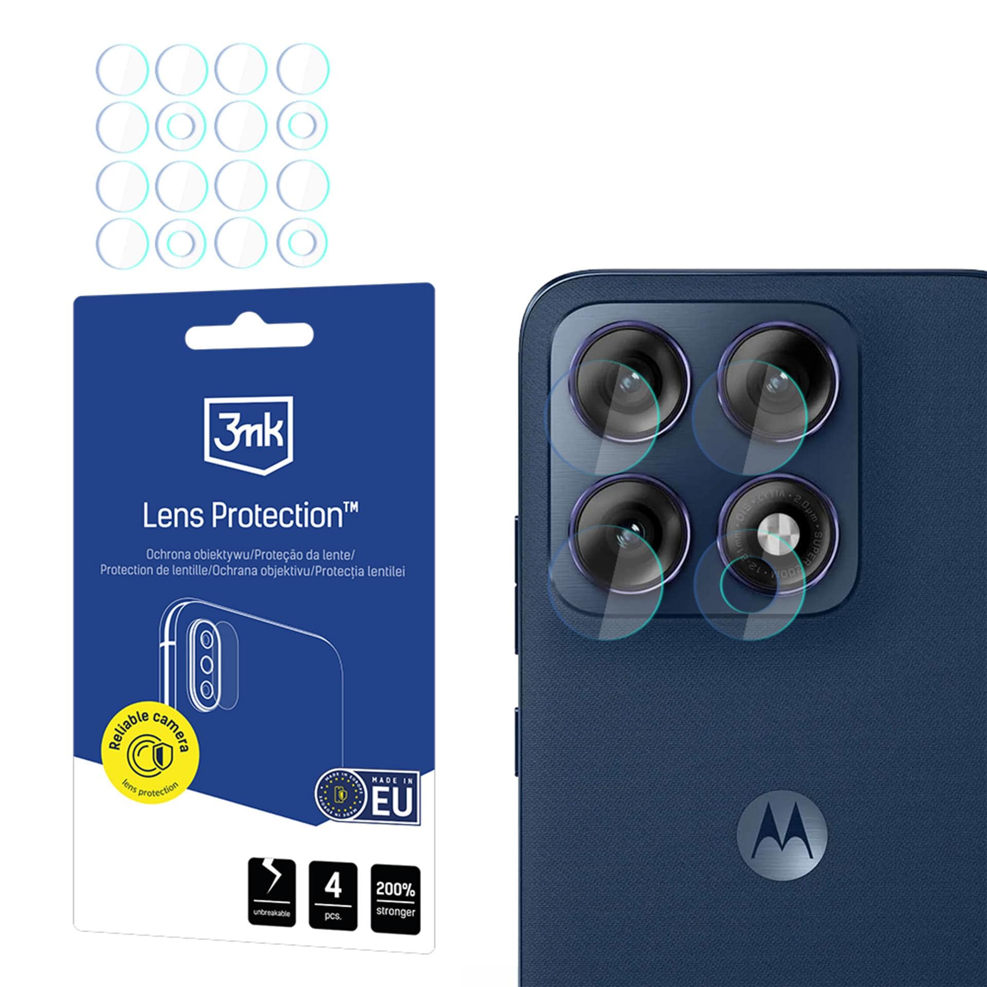 3mk:n hybridilasi-objektiivisuoja Motorola Edge 70 Pro -kameran objektiiville