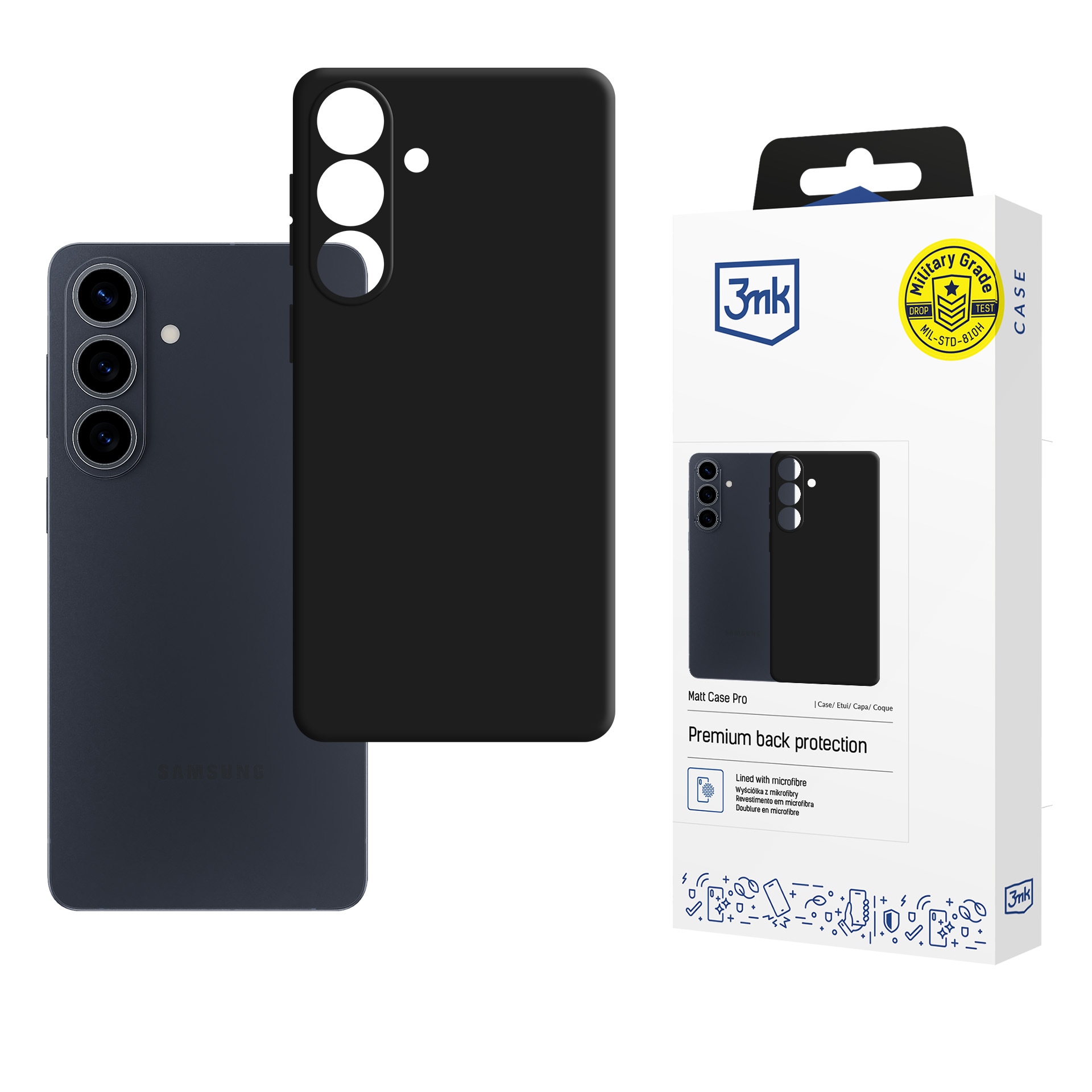 3mk Matt Case Pro -kotelo Samsung Galaxy S26 FE:lle – musta