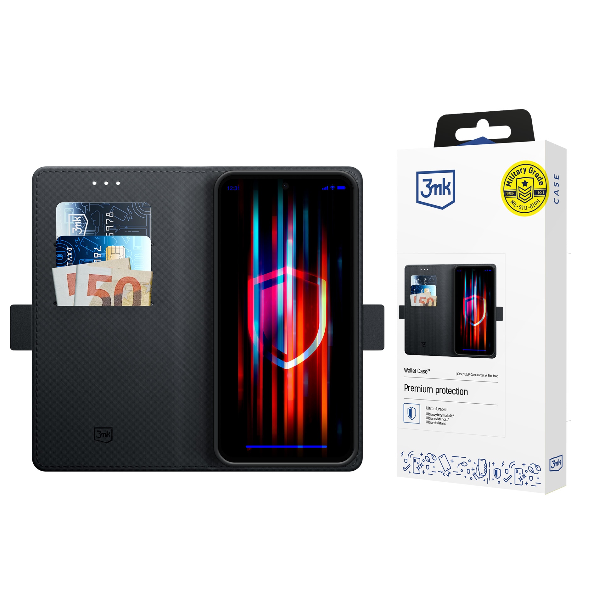 3mk-lompakkokotelo Samsung Galaxy S26 FE:lle – musta