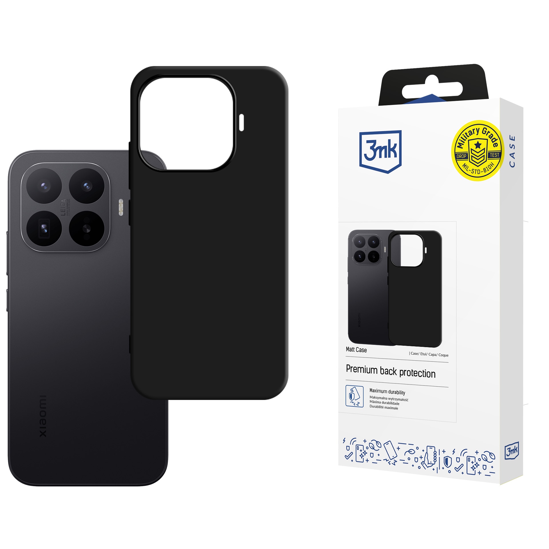 3mk Matt -suojakotelo Xiaomi 17T:lle – musta