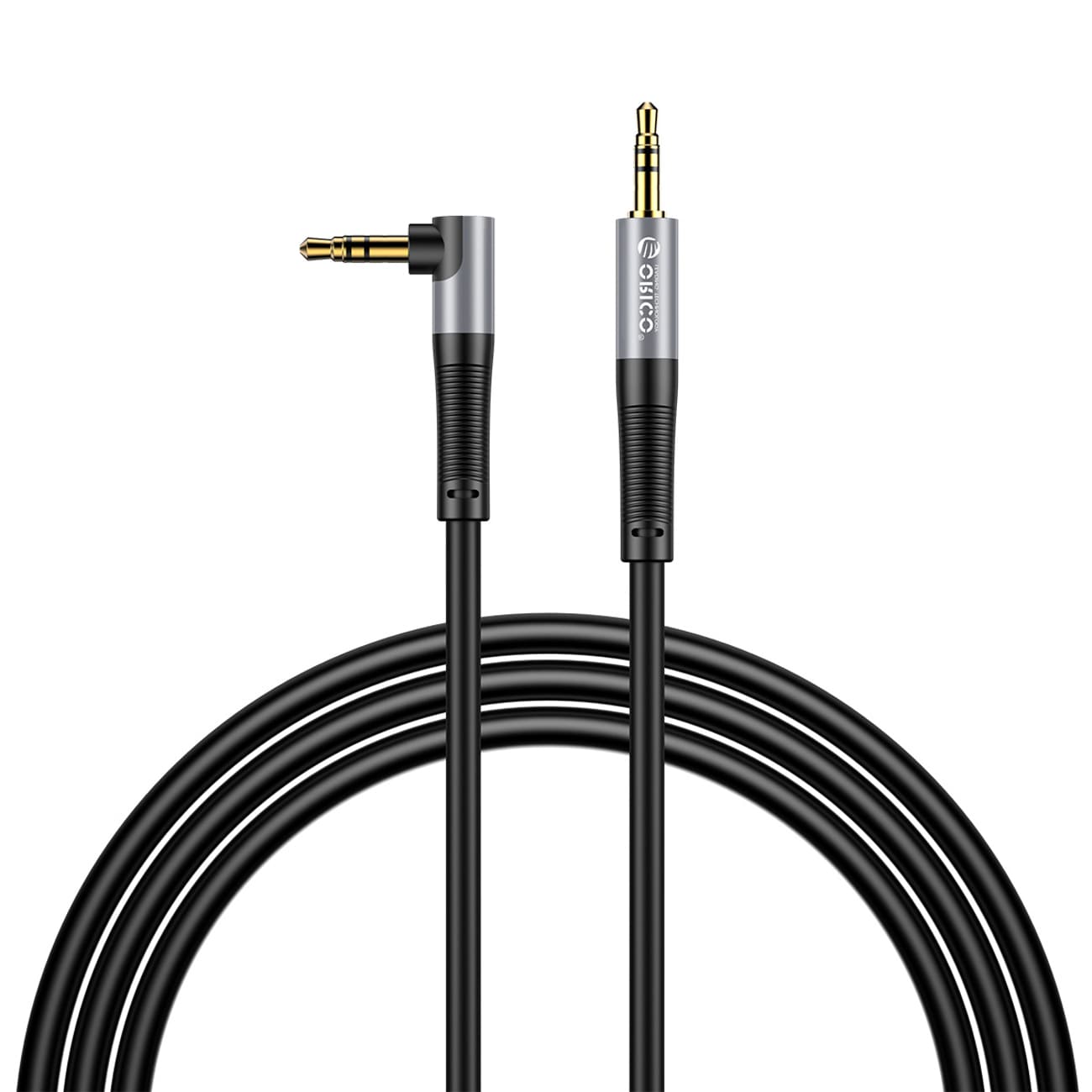 Orico AXW 3,5 mm:n mini-jack-uros-uros-kulmikas äänikaapeli, 5 m – musta