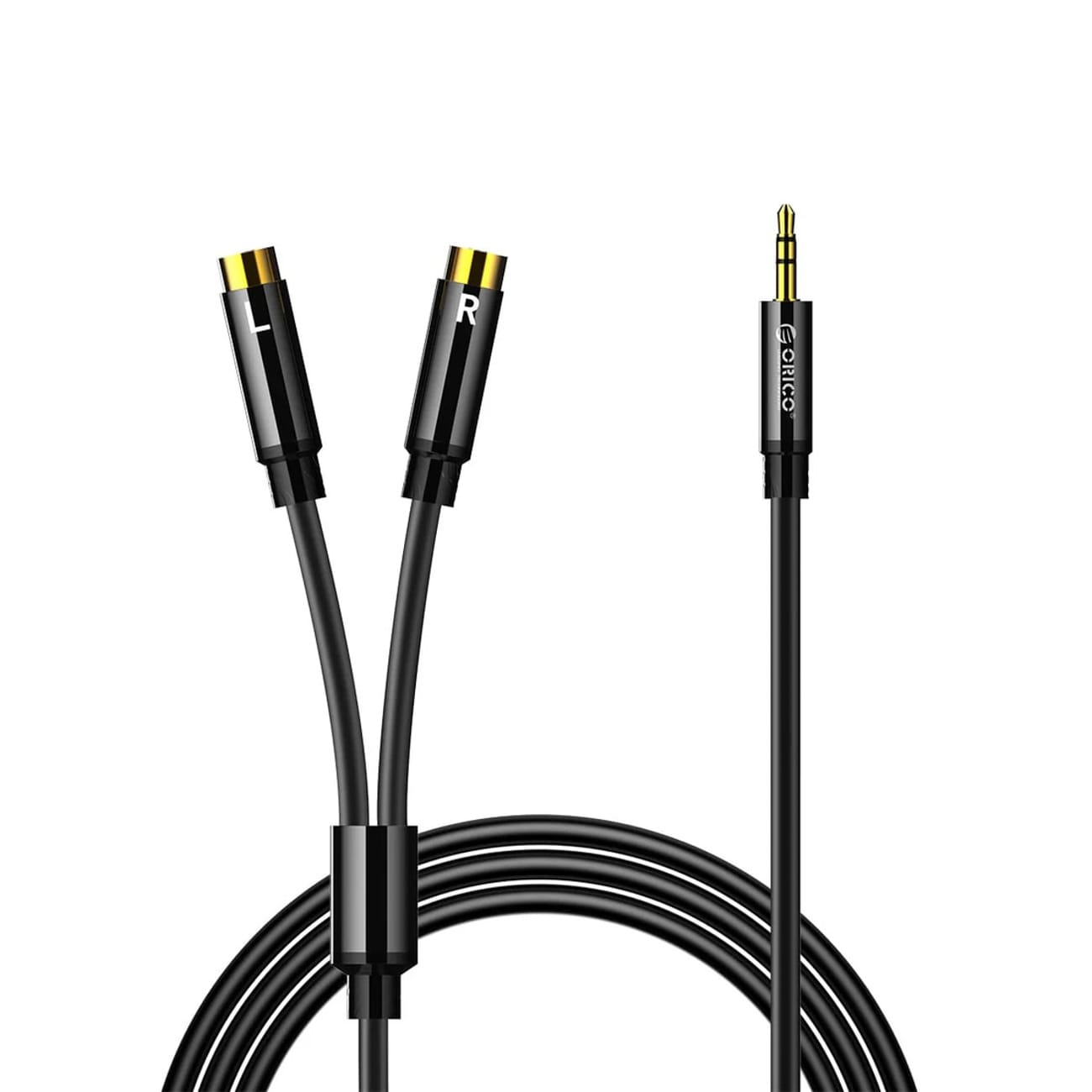 Orico AXRF -äänikaapeli, 3,5 mm:n minijack – 2 x RCA-naarasliitin, 5 m – musta