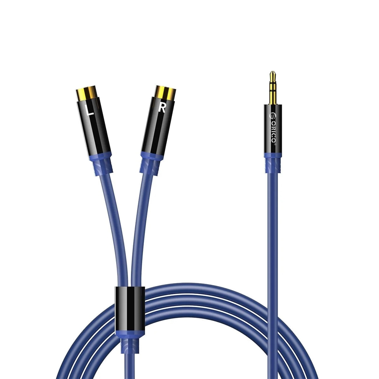 Orico AXRF -äänikaapeli, 3,5 mm:n minijack – 2 x RCA-naarasliitin, 2 m – sininen