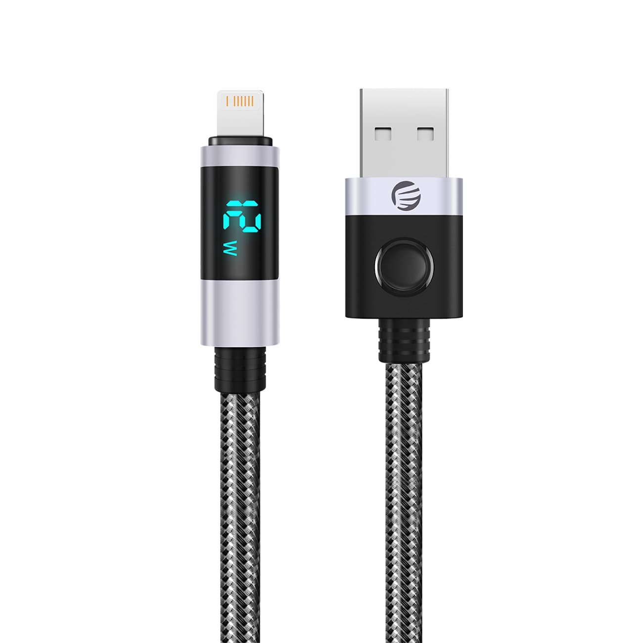 Orico LDA2L USB-A–Lightning-kaapeli 12 W, LED-näytöllä, 0,5 m – musta ja hopea