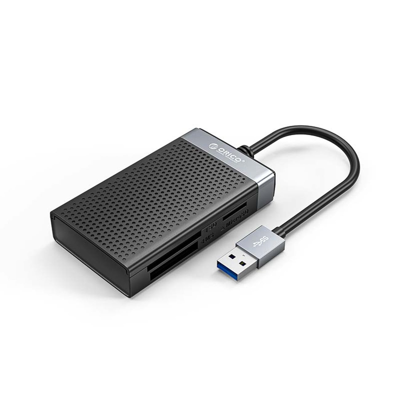 Orico CL4D-A3 USB-A 3.0 SD, microSD, CF, MS 5 Gb/s -muistikortinlukija – musta ja hopea