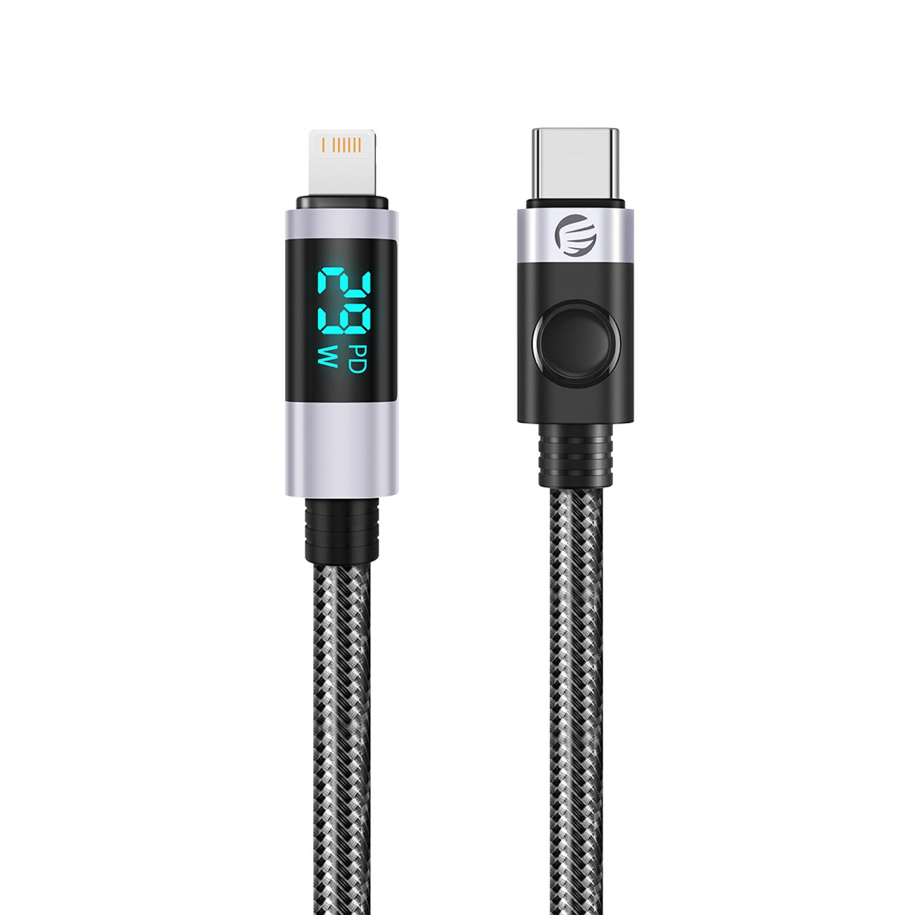 Orico LDC2L USB-C–Lightning PD -kaapeli 29 W, LED-näytöllä, 480 Mbps, 1,5 m – musta