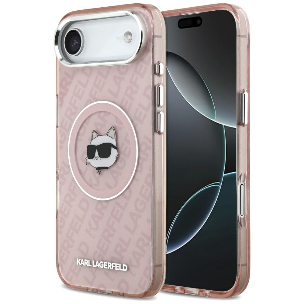 Karl Lagerfeld IML Choupette -päälogo MagSafe-suojakotelo iPhone 17 Airille – vaaleanpunainen