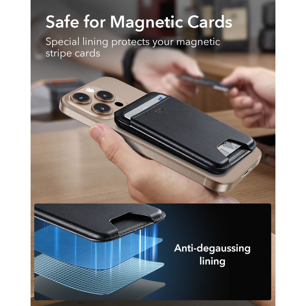 ESR Classic RFID-magneettinen lompakkoteline MagSafe – musta