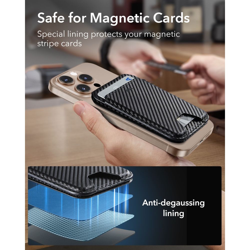 ESR Classic RFID-magneettinen lompakkoteline MagSafe-yhteensopiva puhelimelle – musta
