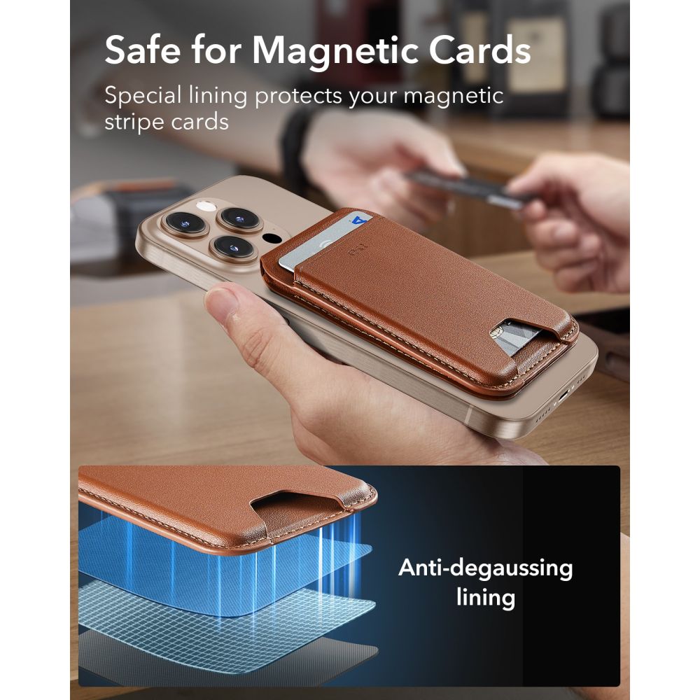 ESR Classic RFID-magneettinen lompakkoteline MagSafe puhelimelle – ruskea
