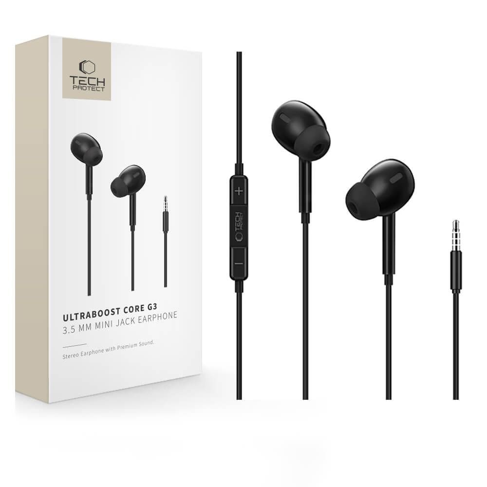 Tech-Protect Ultraboost Core G3 -langalliset kuulokkeet, miniliitin – musta