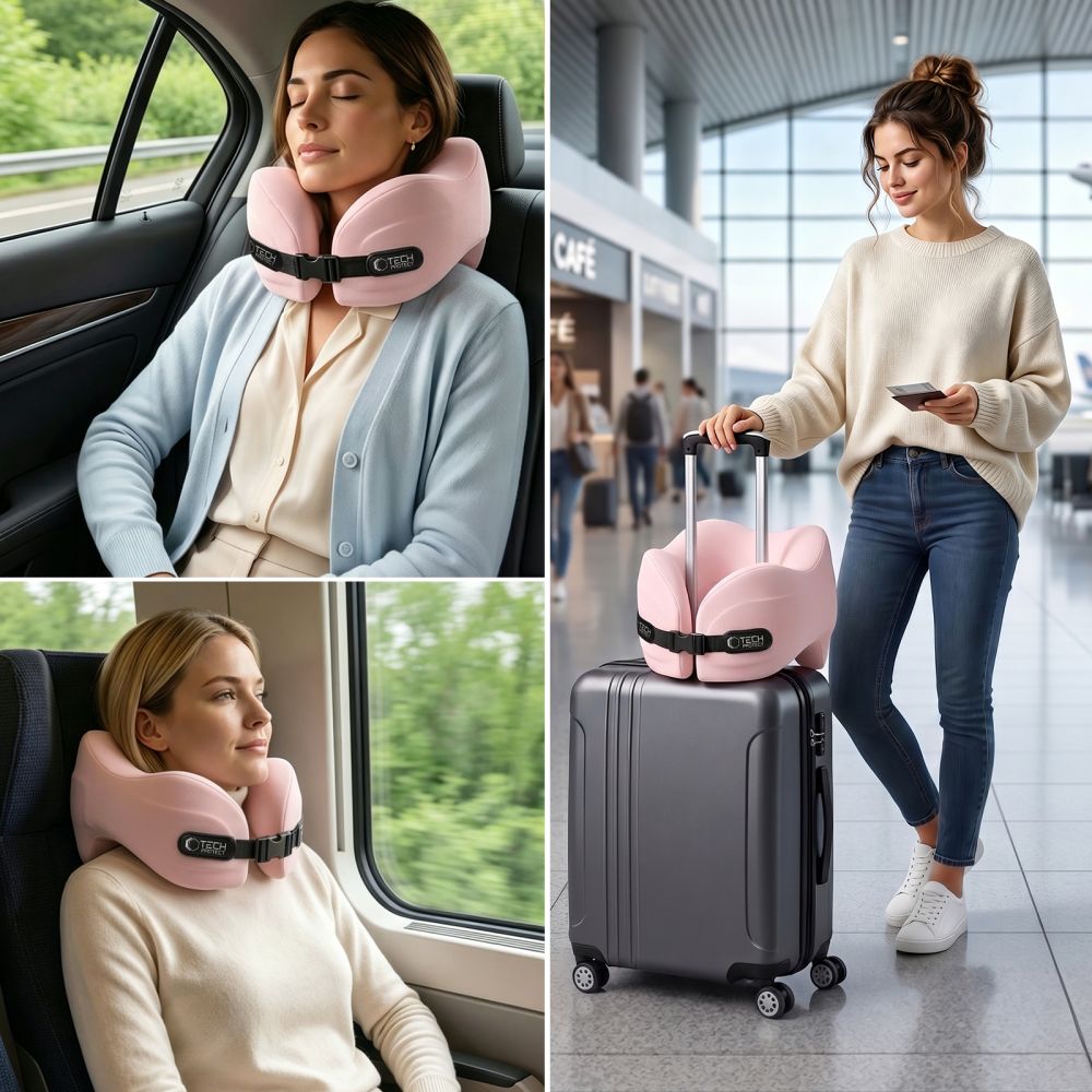 Tech-Protect ComfortRest -matkatyyny – vaaleanpunainen