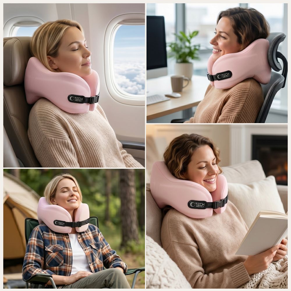 Tech-Protect ComfortRest -matkatyyny – vaaleanpunainen