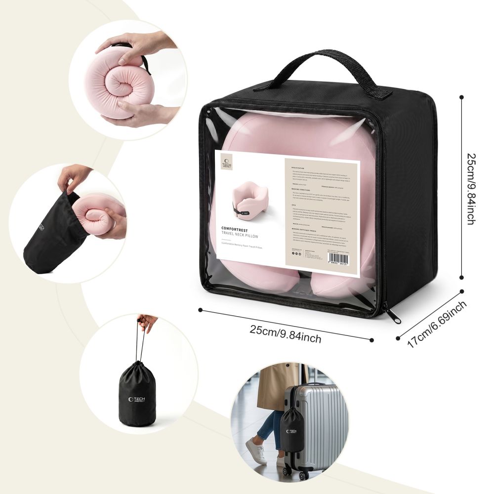 Tech-Protect ComfortRest -matkatyyny – vaaleanpunainen