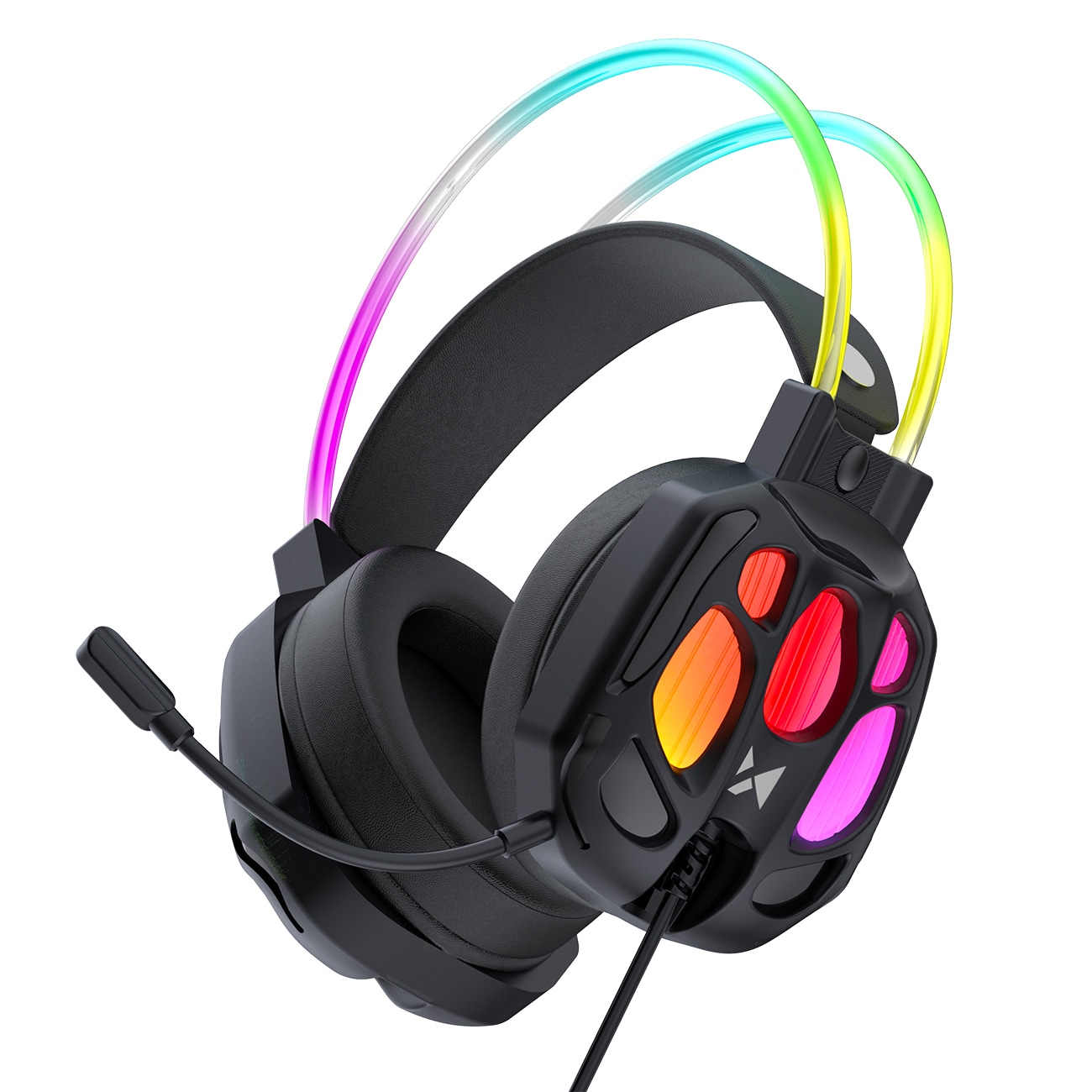 Wozinsky WSG-1118 -langalliset pelikuulokkeet mikrofonilla ja RGB-taustavalolla – musta