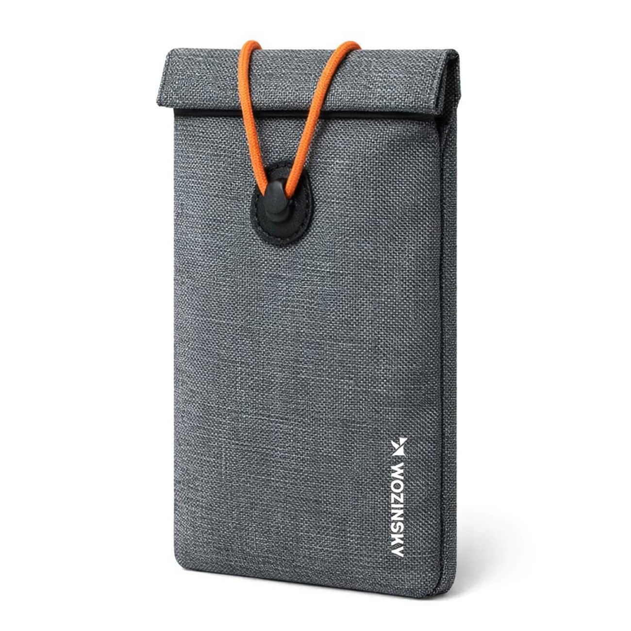 Wozinsky WPB-R12 RFID-suojattu puhelinkotelo, jossa on läppä ja naru, 21,5 x 12 cm – harmaa