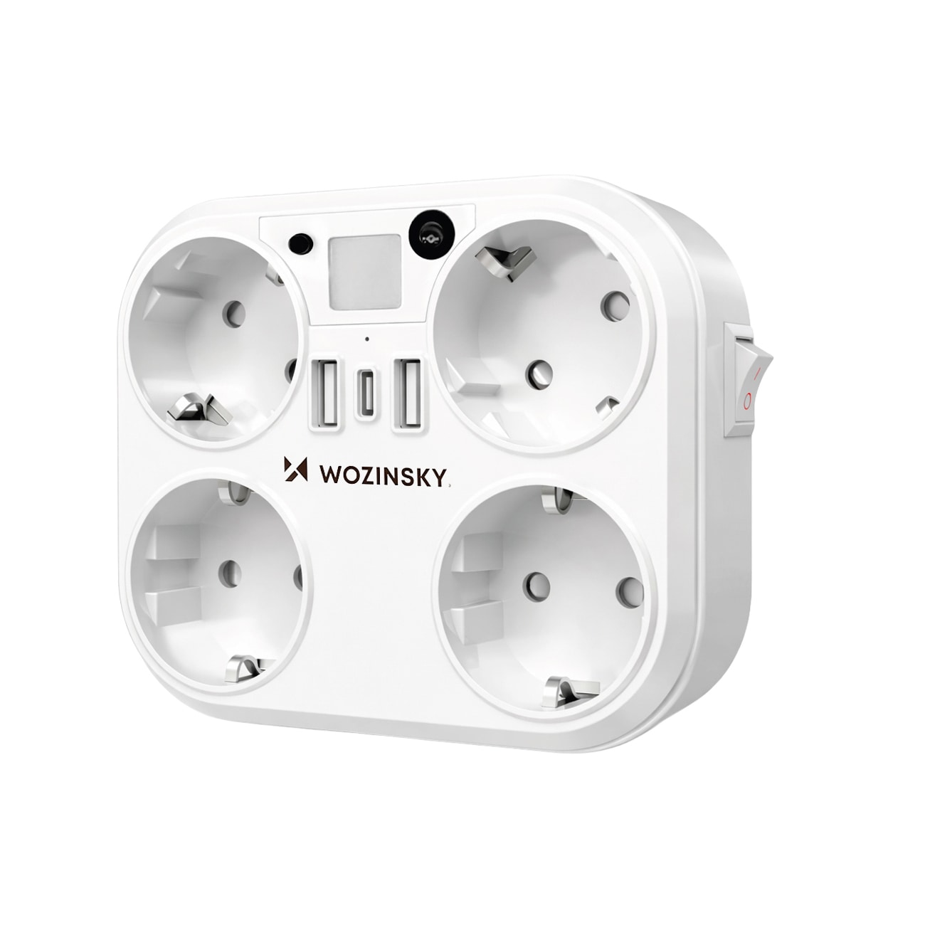 Wozinsky WRS-2B 4x AC, 2x USB-A, 2x USB-C, 4000 W:n verkkohajotin valolla – valkoinen