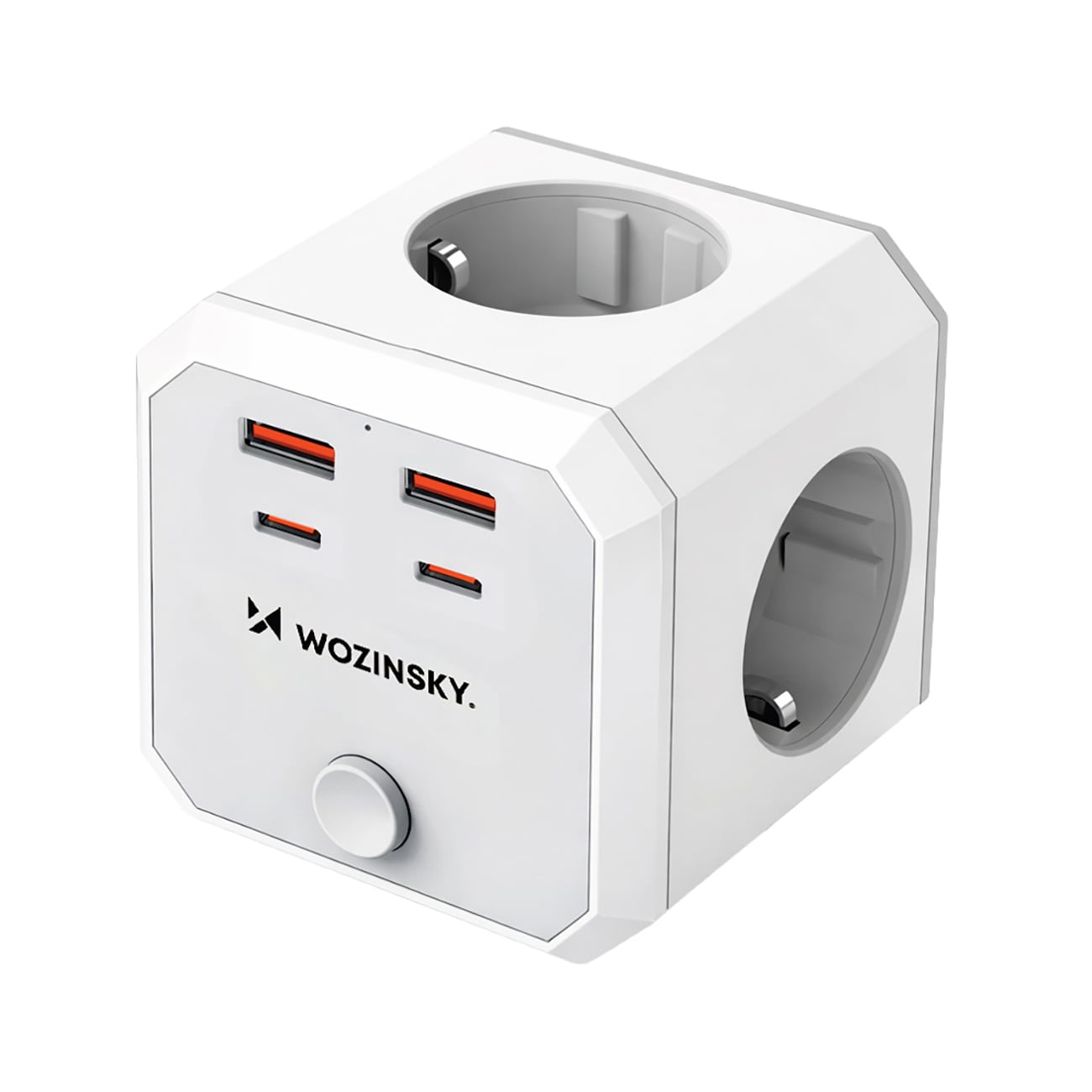 Wozinsky WKZ-4B Power Cube 3x AC, 2x USB-A, 2x USB-C PD 20 W, 4000 W – valkoinen