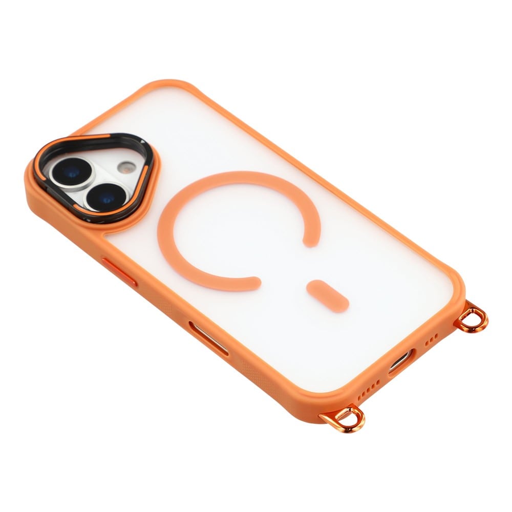 iPhone 17 -kotelo säädettävällä olkahihnalla ja MagSafe-kamerakehyksellä/telineellä – oranssi