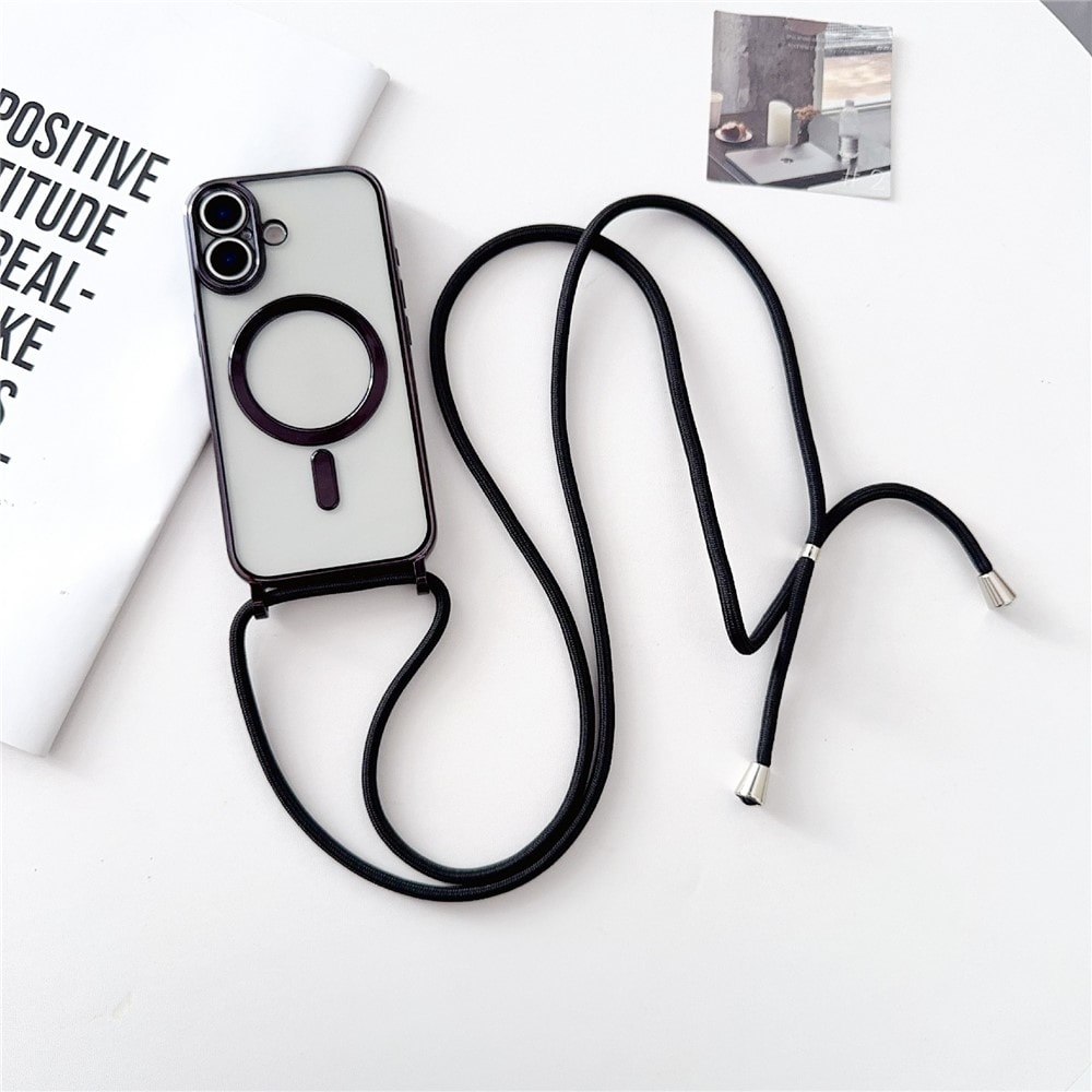 iPhone 17 -kotelo, jossa on olkahihna, MagSafe-yhteensopiva – musta