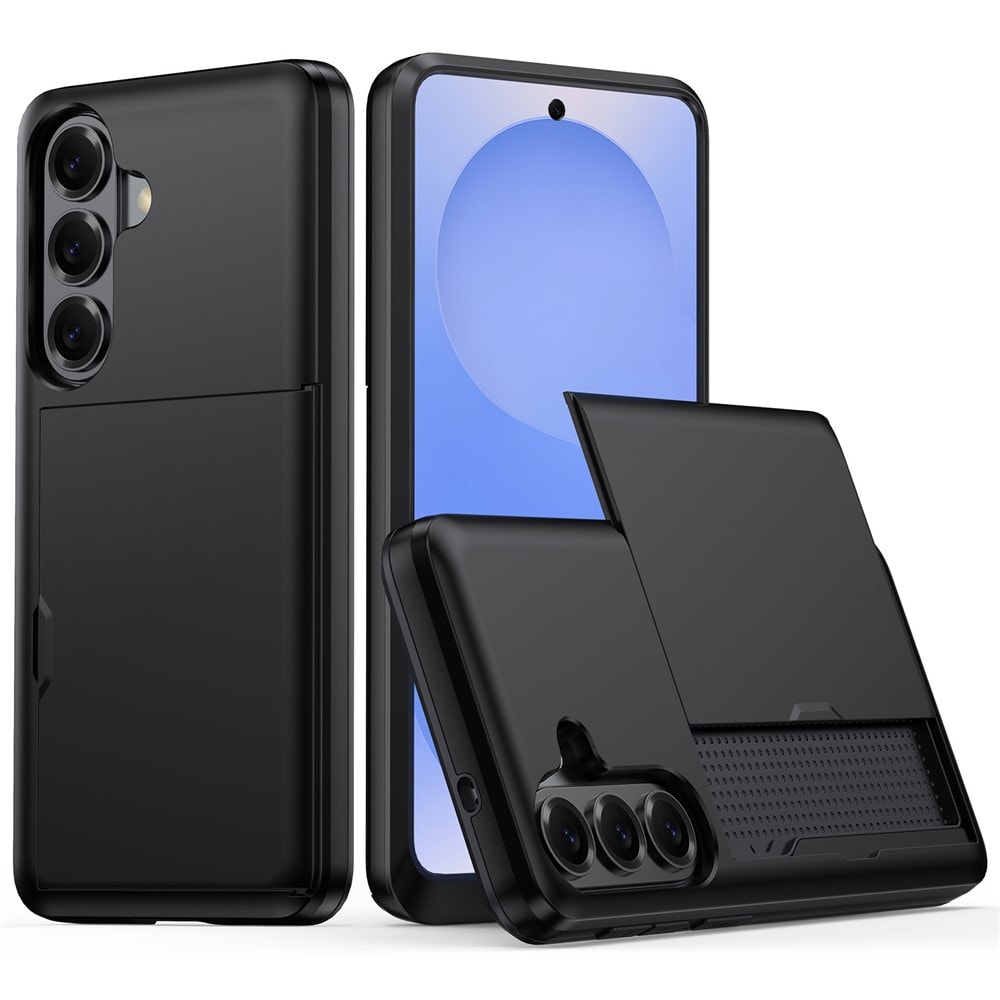 AMORUS Samsung Galaxy A57 5G -suojakotelo liukuvalla korttipaikalla – musta