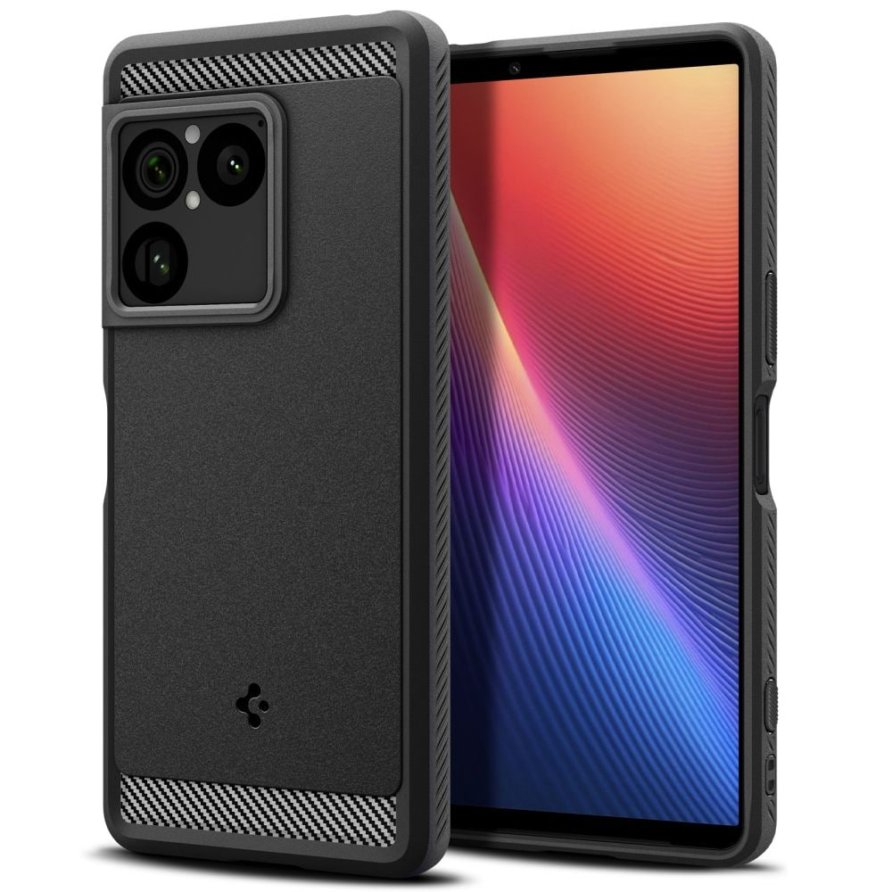 Spigen Rugged Armor -suojakotelo Sony Xperia 1 VIII:lle – mattamusta