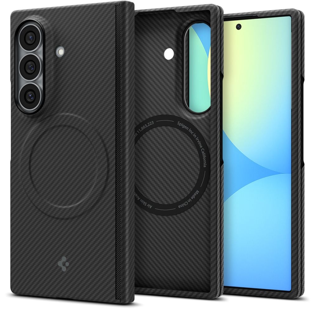 Spigen AirSkin Aramid MagFit MagSafe -suojakotelo Samsung Galaxy Z Fold 8 Ultra -mallille – musta