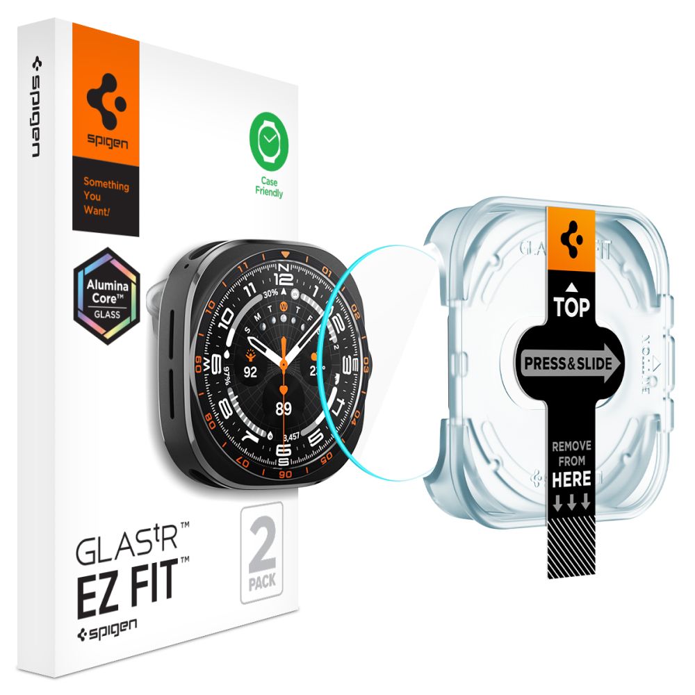 Spigen Glas.TR EZ Fit AC -karkaistu lasi, 2 kpl:n pakkaus, Samsung Galaxy Watch Ultra 47 mm:lle