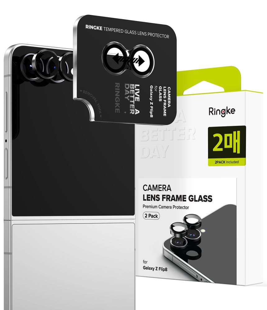 Ringke-kamerakehyksen suojus, 2 kpl:n pakkaus, Samsung Galaxy Z Flip 8 - Musta