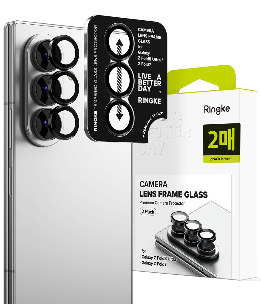 Ringke-kamerakehyksen suojus, 2 kpl:n pakkaus, Samsung Galaxy Z Fold 7/8 Ultra - musta