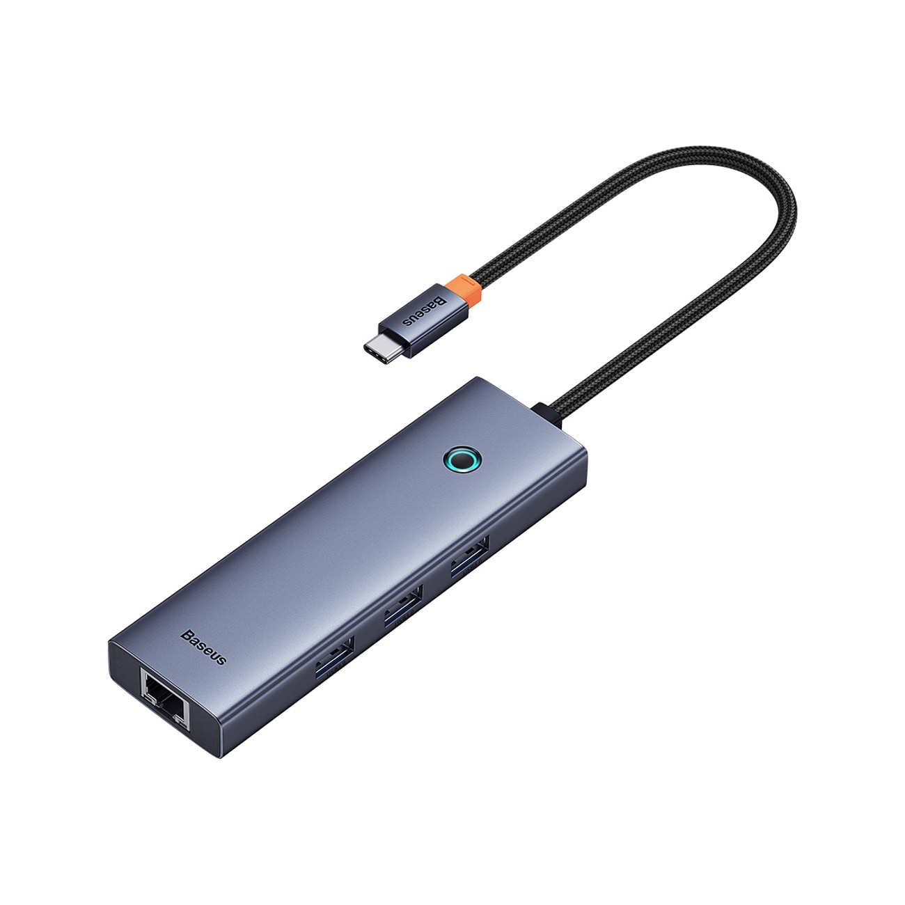 Baseus UltraJoy -sarjan 5-in-1 USB-C–HDMI 4K -USB-keskitin, 4 x USB-A 3.0 -liitäntä – harmaa